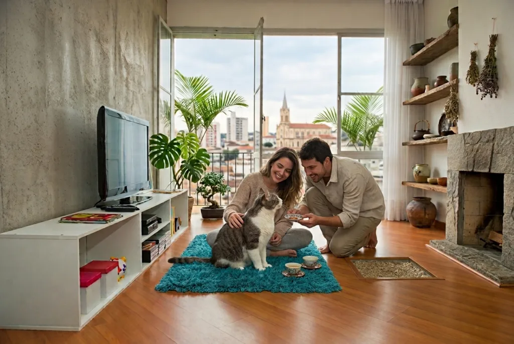 Cómo mantener el agua de tu mascota limpia y disponible Mujer cambiando el agua de su gato en casa
